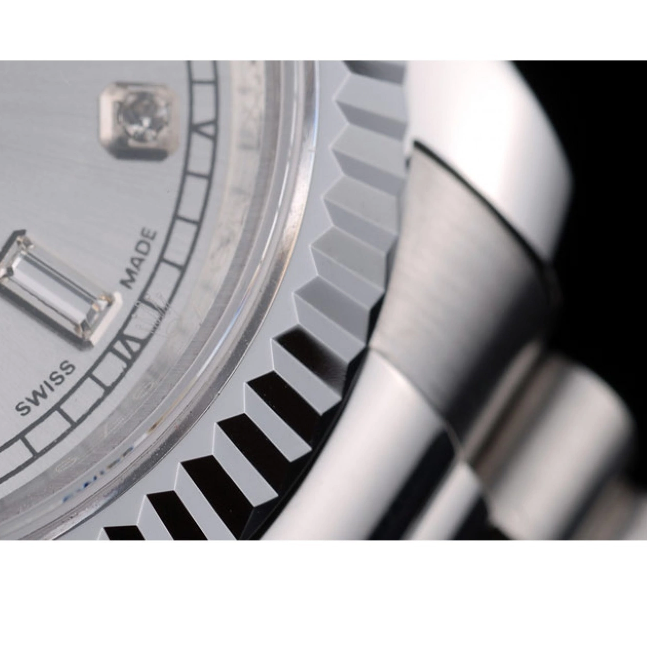 Good Copy Rolex Watches Stainless Bezel DayDate Steel Silver 41995 Swiss Ribbed Dial Rolex 0618